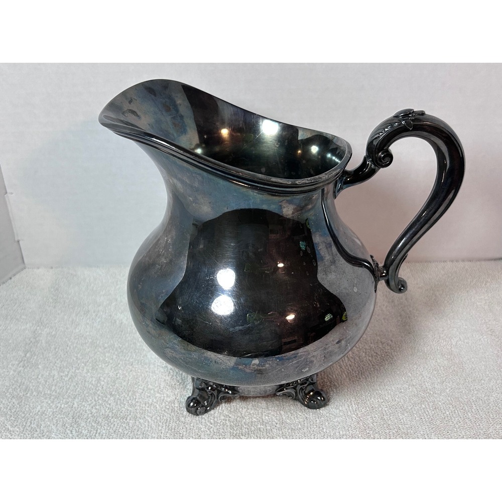 Reed & Barton Silver Plate Water Pitcher Regent 5600 9 H.P. Vintage Footed 8.5in